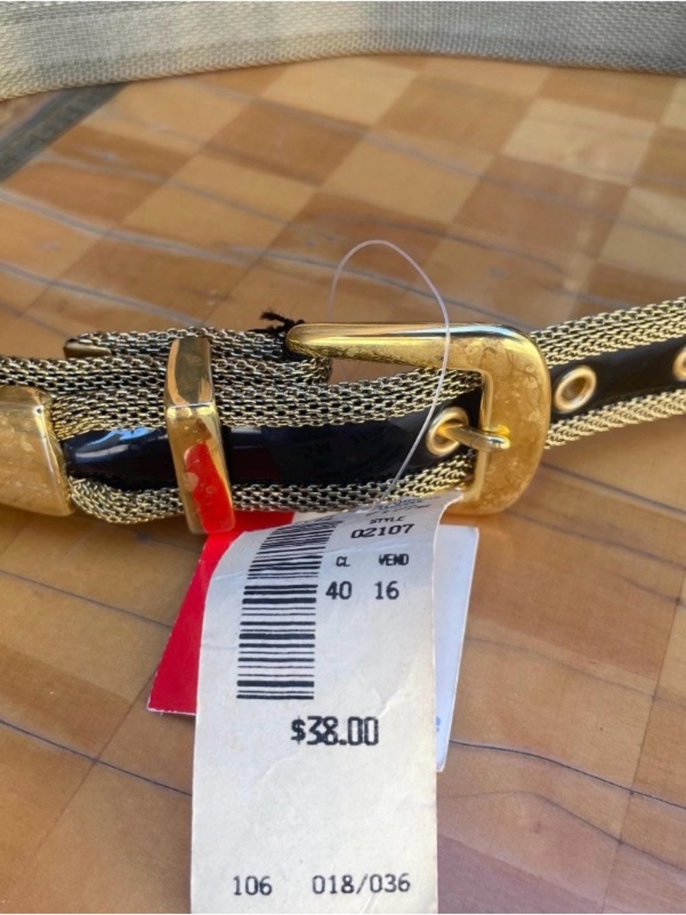 Vtg 1991 Liz Claiborne Brass Mesh Belt NWT 34"